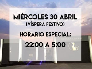 HORARIO ESPECIAL VÍSPERA FESTIVO